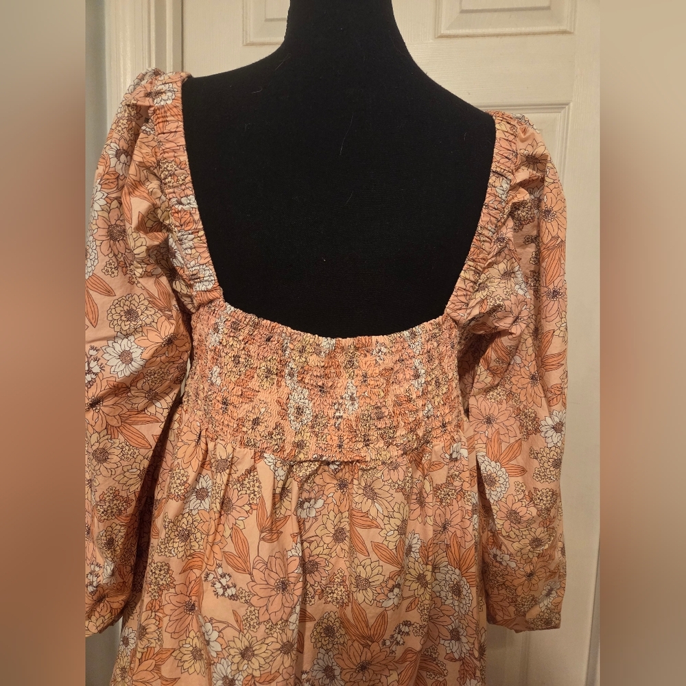 J. Crew Floral Long Sleeve Dress - Peach and White - Picture 5 of 7